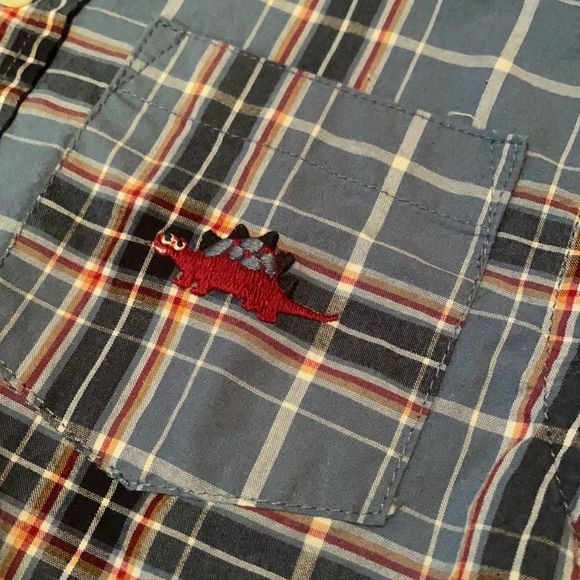 Red and blue plaid button up - Picture 2 of 4